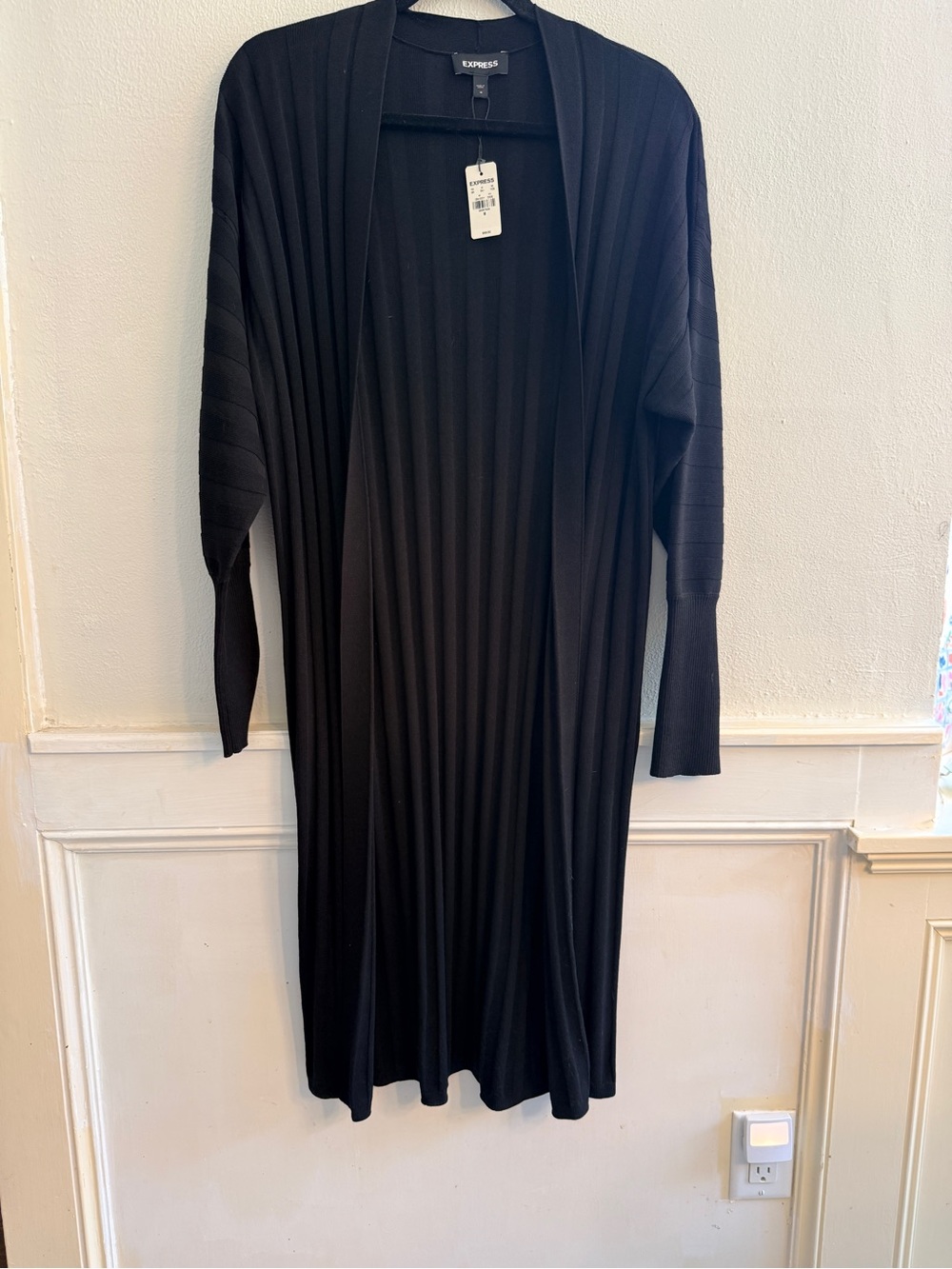 Express Black Long Ribbed Open-Front Dress